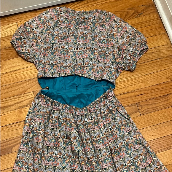 J.Crew Women's Liberty Giorgia Duke Print Side Cut Out Organic Cotton Dress - Picture 6 of 7